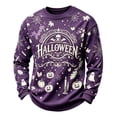 thumbnail image 2 of Halloween Sweatshirts Men Fall Leaves Pumpkin Crew Neck Horror Sweatshirts Ghost Skull Long Sleeve Spooky Lightweight Sweatshirt, M, 2 of 4