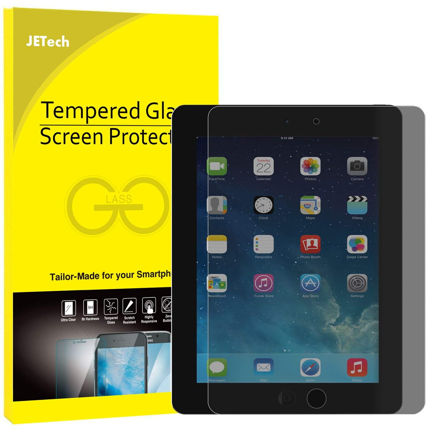 iPad Screen Protector, JETech Premium Privacy AntiSpy Tempered Glass