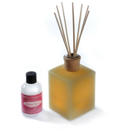 CandleTEK Decor Fluted Flameless Candle Reed Diffuser, Fresh Floral Scent