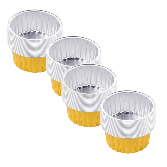 Oleegame Rouleau de Papier d'Aluminium 2 Pcs 40 Pcs Gobelets Ronds Réutilisables en Aluminium Papier d'Aluminium pour Friteuse à Air Chaud Or