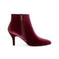 thumbnail image 3 of BLISSFUL STEP Women's Velvet Pointed Toe Stiletto Heel Ankle Boots Burgundy 6, 3 of 7