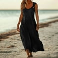 thumbnail image 4 of Ygbgbb Women's Summer Solid Color Dresses Flowy Spaghetti Strap Maxi Dress Loose Fit Beach Vacation Dress Trendy 2026 Outfits Black L, 4 of 8