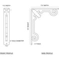 thumbnail image 2 of Ekena Millwork 1 1/2"W x 7 1/2"D x 10"H Fleur De Lis Wrought Iron Bracket, (Single center brace) (4-Pack), 2 of 5