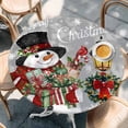 thumbnail image 2 of Grey Snowman Christmas Round Tablecloth, Fitted Table Cover with Elastic for 45"-54" Round Tables, Xmas Snowflake Botanical Table Cloth Outdoor Indoor Dinning Party Waterproof Tablecloths, 2 of 7