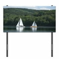 thumbnail image 3 of Sailboat Headboard, Sailboats on a Lake Forest Hill Yachting Countryside Coastline Nature Scenics, Upholstered Decorative Metal Bed Headboard with Memory Foam, Twin Size, Green White, by Ambesonne, 3 of 4