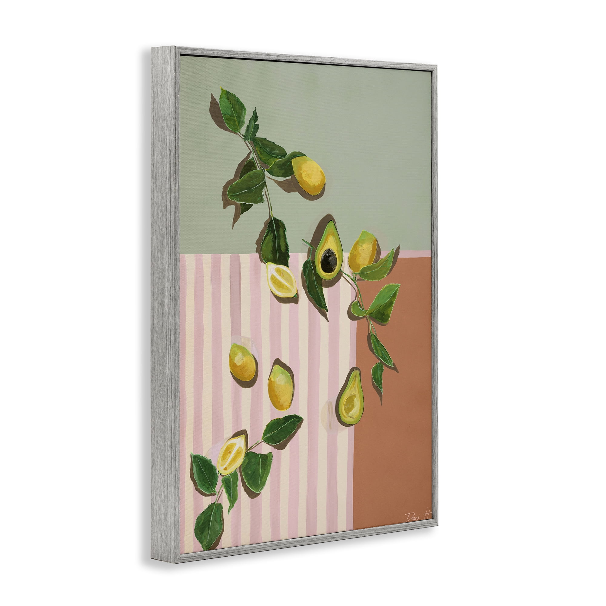 Stupell Industries Midcentury Avocado & Lemons Gray Framed Giclee Art, design by Dani Heyward