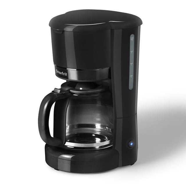 Starfrit Electric 10-Cup Coffee Maker, BPA-Free, Glass Carafe, Water Window, Boil-Dry Protection, Reusable Filter, 900W, Indicator Light, Black