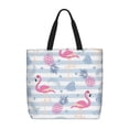 thumbnail image 1 of Disketp Flamingo and Pineapple Bolsa Tote de Lona para Mujer, Bolso de Hombro y Cruzado con Cierre de Cremallera, 1 of 7
