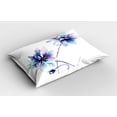 thumbnail image 2 of Ambesonne Floral Pillow Sham 2 Pack, Retro Flowers Watercolor, 30"x20", White Purple Blue, 2 of 3