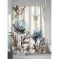 thumbnail image 5 of Shower Curtains Blur Flowers Brown Leaves Bath Curtain Vintage Floral Butterfly Waterproof Bathroom Shower Curtain Set with Hooks Decoration 36 x 72 Inches, 5 of 7