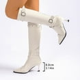 thumbnail image 6 of PiGOGI Women's Winter Knee-High Boots Pointed Toe Zipper High Heel Fashionable Boots for Women White 42, 6 of 6