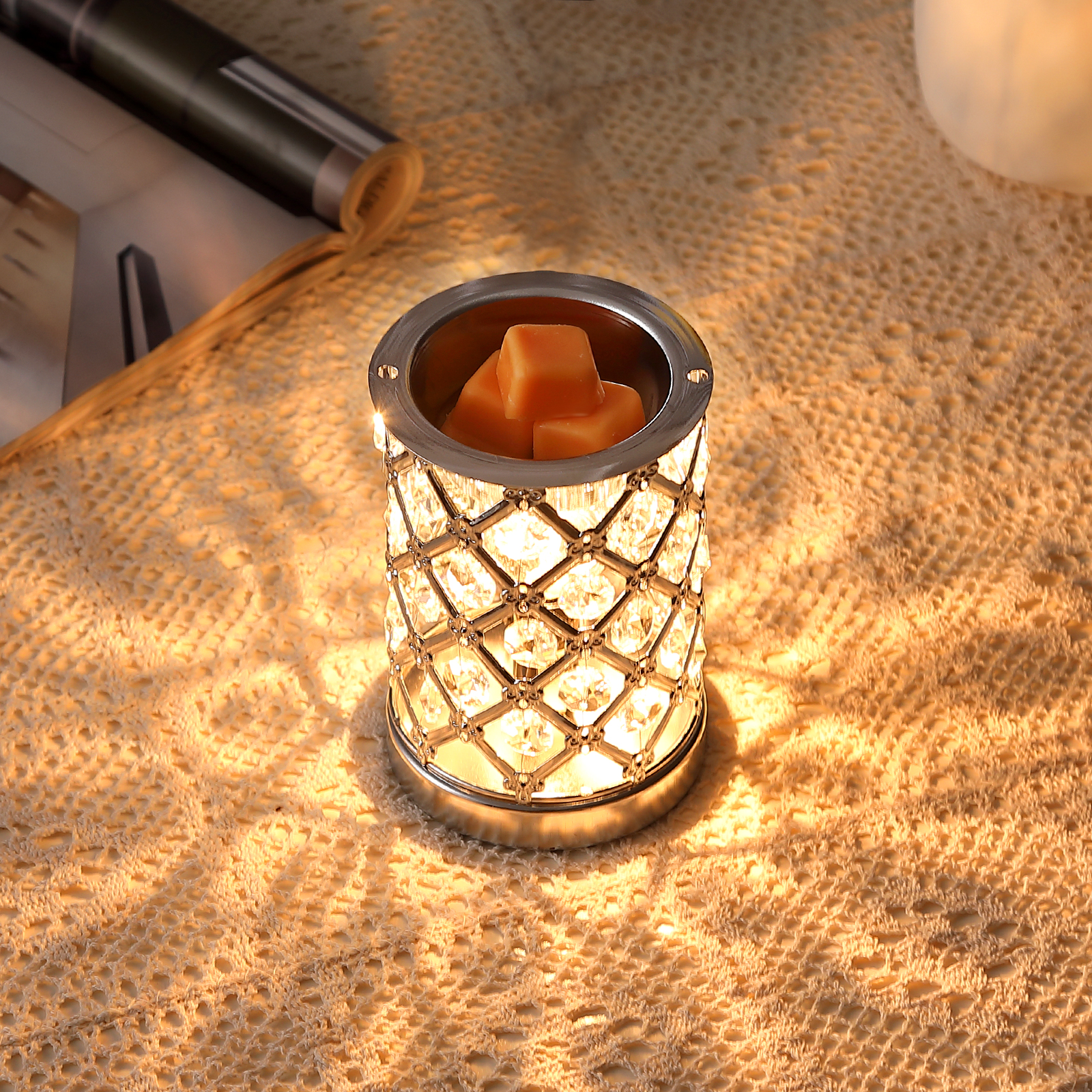 UNTIMATY Crystal Electric Wax Melt Warmer, Silver photo 2