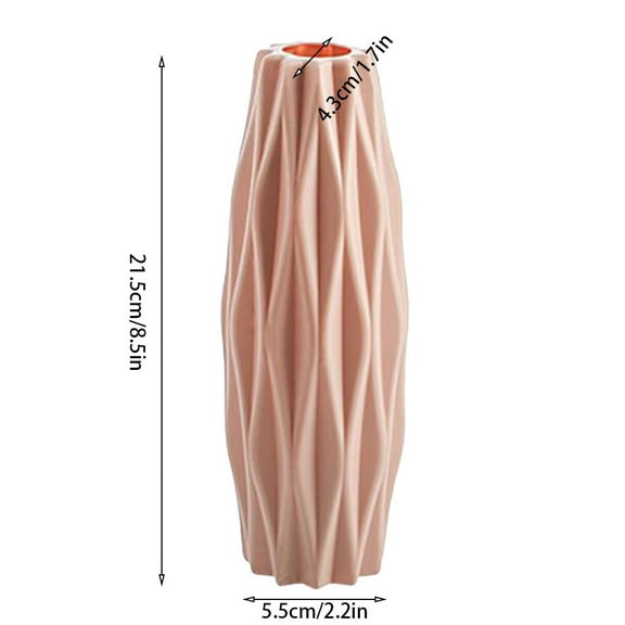 Beautynvta Flower Vase, Shatterproof Plastic Flower Vase, Ceramic Look, Unbreakable Vase for Tabletop Living Room Bathroom Bedroom Home Office Decoration, Pink