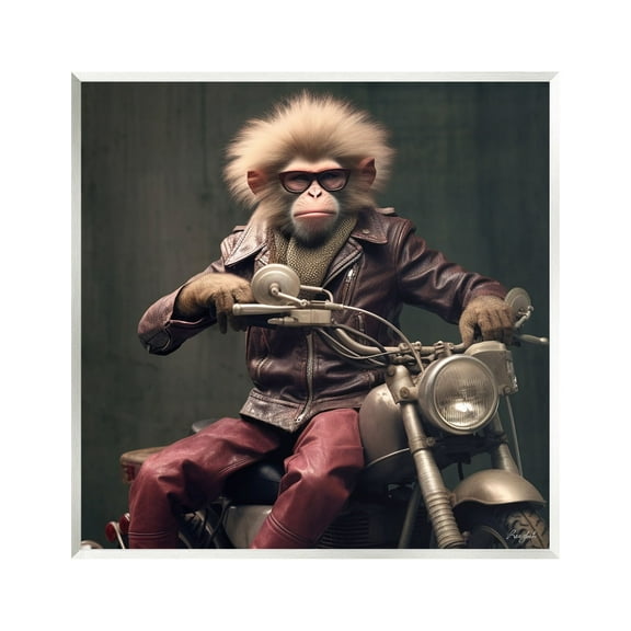 Stupell Industries Biker Monkey Portrait Animals & Insects Painting Unframed Art Print Wall Art, 12 x 12