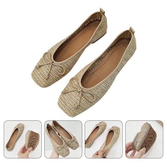 EXHUMKY Women's Lightweight Apricot - Flats, Comfortable Casual Shoes for Daily Wear, Stylish and Easy-to-Wear Footwear