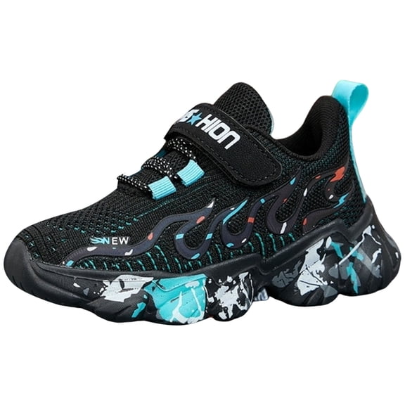 Zshosam Toddler Boys Shoes Lightweight Sneakers Kids Shoes with Trendy Styles Fashion Boys Shoes Size 2,(Blue Big Kids 2)
