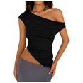 thumbnail image 2 of YAYUBA Womens Tank Tops Pack Women 2026 Summer Off Shoulder Cropped Tops One Shoulder Pleated Asymmetric Outing Tank Top Ribbed Knit Shirt Casual Going Out Top, 2 of 5