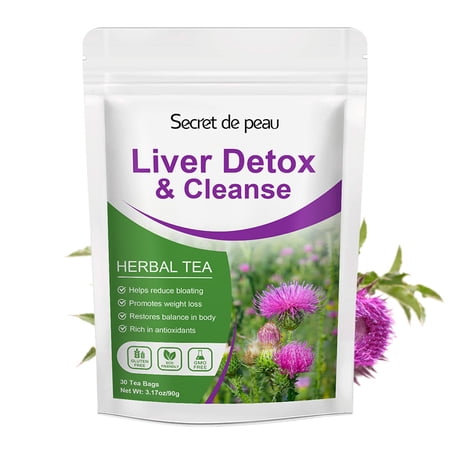 Organic Milk Thistle Tea Bags, Liver Support Herbal Tea, Caffeine Free, 30 Tea Bags