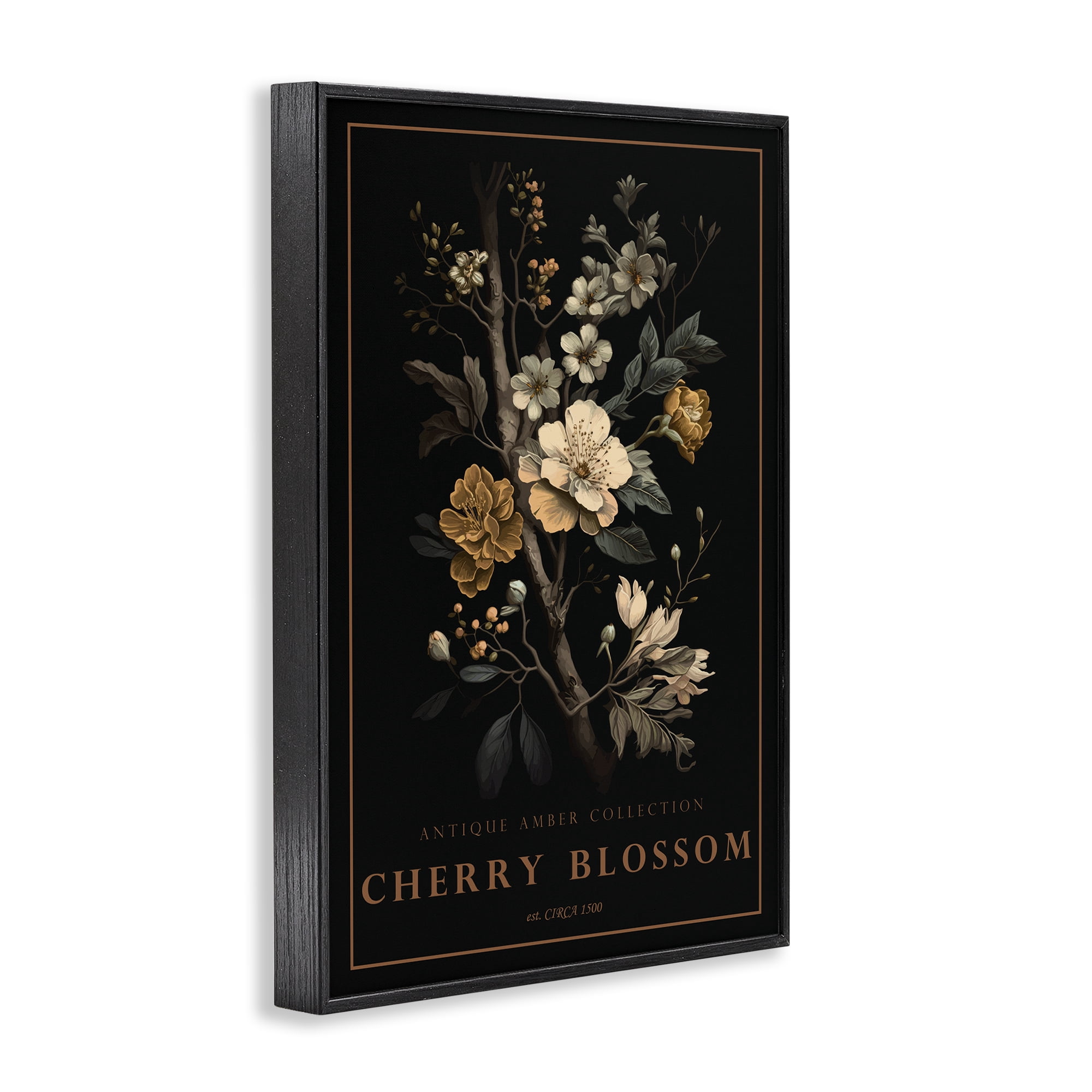 Stupell Industries Antique Cherry Blossom Light Black Framed Giclee Art, design by Chris Giampietro