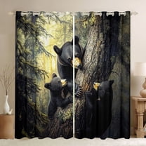 Feelyou 3D Bear Black Out Curtains, Tree Leaf Botanical Curtains Pack of 2 (42x63 Each)