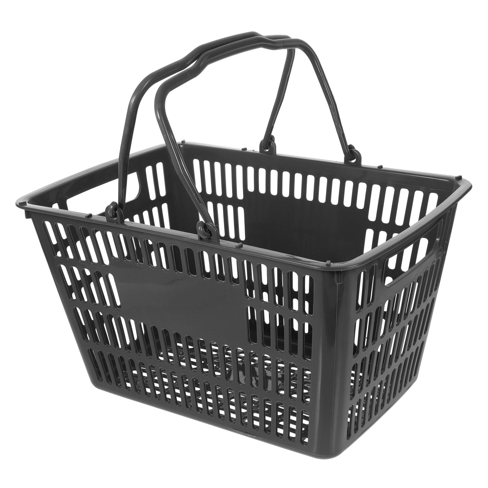 Masteelf Black Plastic Storage Basket with Handles for Toiletries Shopping and Kitchen Organization