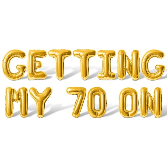 Letter Balloons - GETTING MY 70 ON 16" Inch Alphabet Letters Foil Mylar Balloon 70th Birthday Party Banner (Gold)