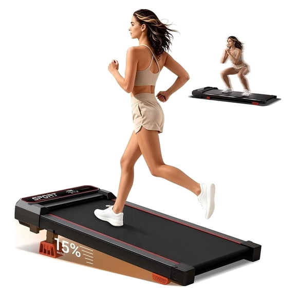 Incline Walking Pad with Vibration Plate, 15% Incline Under Desk Treadmill, 3.0HP Quiet Brushless Motor, 0.6-5.0 MPH Walking Machine for Home Office, 300 LBS Capacity