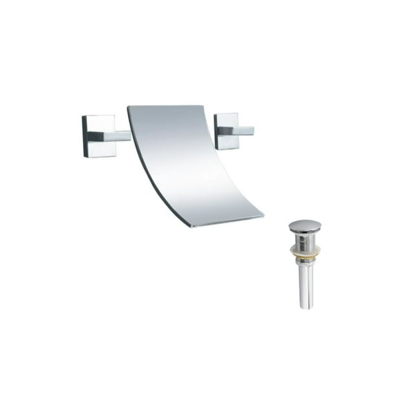 DROP Bath and Kitchen DR091447 Bathroom Sink Faucet with Unique shape in Chrome color from Waterfall series - includes Drain without overflow