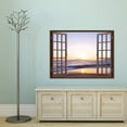 thumbnail image 3 of IDEA4WALL Sunset by the Beach in Fake Brown Window Peel and Stick Removable Wall Mural Sticker Decal-36x48 inches, 3 of 5