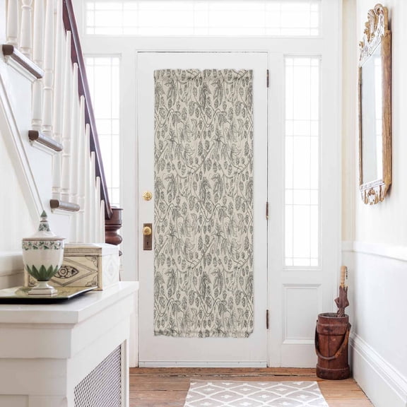 Vintage Flowers Door Curtains for Door Window, French Sidelight Front Back Door Curtains With Tieback, Branch Plants Beige Botanical Rustic Kitchen Rod Pocket Drapes Panel, 25"x72"