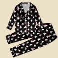 thumbnail image 5 of Fgnfyis Family Christmas Pajamas Matching Sets Silk Satin Print Long Sleeve Button Down Soft Cozy 2 Piece Pajamas Set Tops Pants Nightwear, 5 of 7