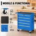 thumbnail image 4 of Memoryfield Rolling Tool Chest with Wheels, 5 Drawer Tool Storage Cabinet with Locking System, Heavy Duty Tool Cart Organizer for Garage Workshop, Blue, 4 of 8