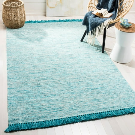 SAFAVIEH Montauk Justin Solid Braided Cotton Area Rug, Turquoise, 3' x 5'