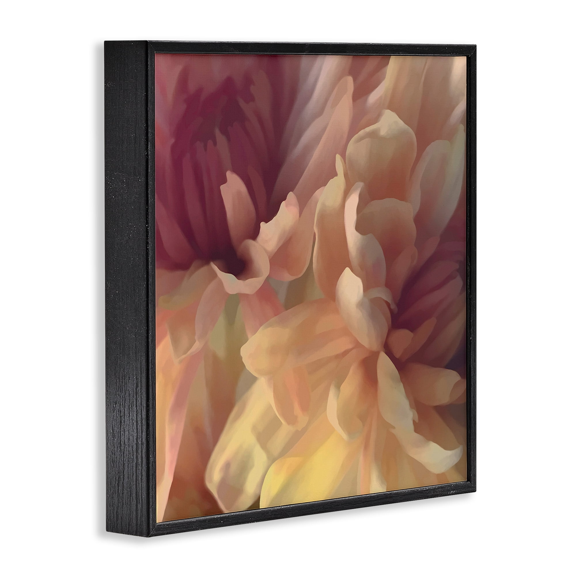 Stupell Industries Curling Dahlia Petals Botanical & Floral Painting Black Framed Art Print Wall Art, 17 x 17