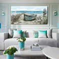 thumbnail image 2 of Canvas Wall Art Beach Décor Wall Picture Rustic Coastal Sand Canvas Print Ocean Nautical Painting Seascape Sea Bird Vintage Ship Boat Artwork for Seaside Living Room Bedroom Bathroom Decor Blue Large, 2 of 8
