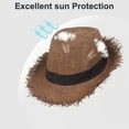 thumbnail image 4 of 56-58 cm hat circumference men and women broken grass edge top hat summer hat sunscreen breathable sun hat jazz hatBrown, 4 of 5