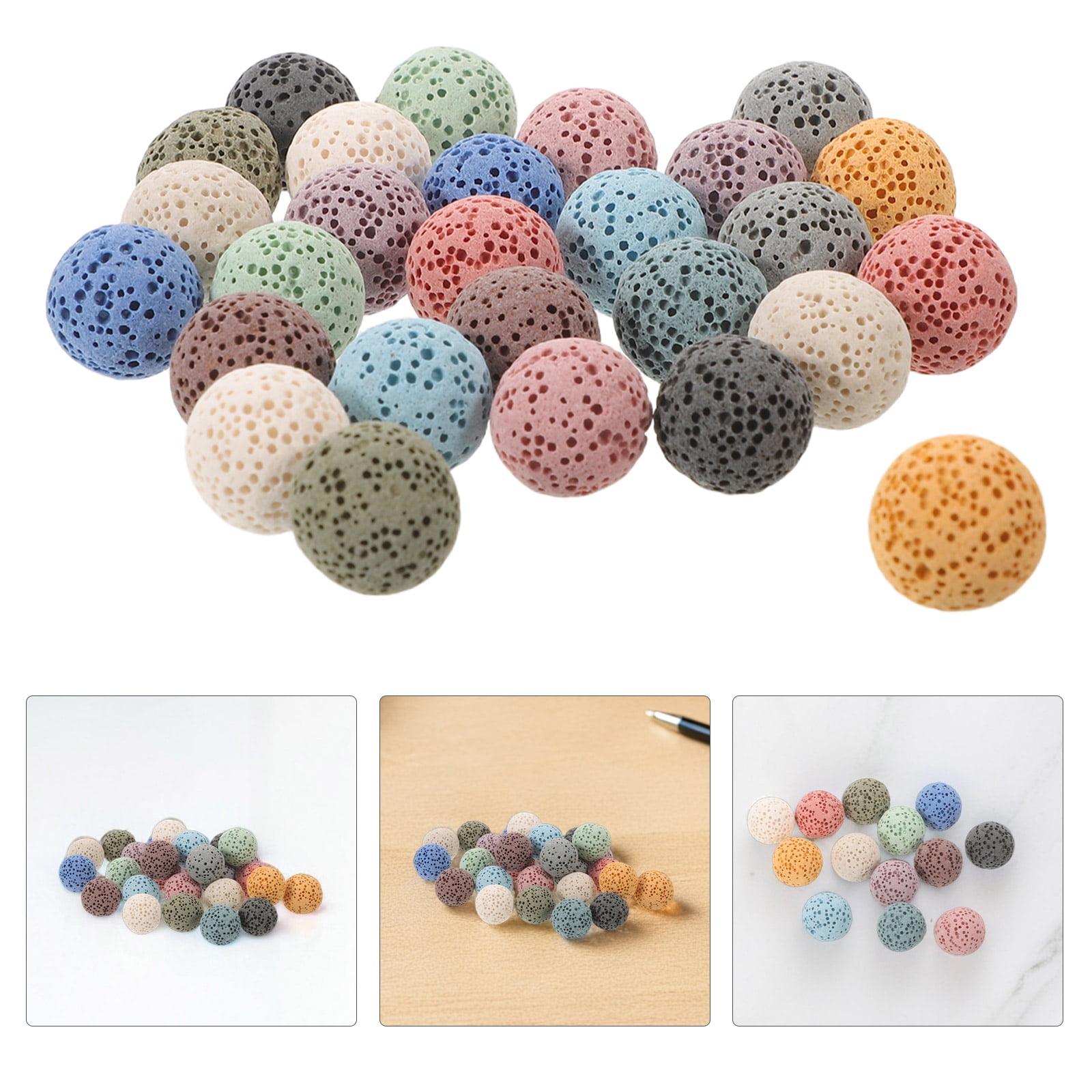 Luxshiny 26Pcs Assorted Color Volcanic Rock Diffuser Beads Natural Aromatherapy Stones for Essential Oils