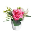 thumbnail image 2 of Ramo de rosas artificiales Flores artificiales Adorno en maceta Centro de mesa Seda Rosa roja, 2 of 9