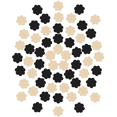 100 Pairs Women Breast Covers Disposable Bra Pasties Adhesive Petals Bra Satin Bra Cover (Black