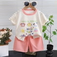 thumbnail image 2 of CAUYDY 3-9M 9-12M 12-18M Baby Toddler Summer Kids Outfit Pajama Set 2-Piece Soft Graphic T-Shirt & Comfy Shorts 4T 5T 6T Infant Sleepwear (Sizes 18-24 Months,F2-Pink), 2 of 7