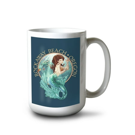 

15 fl oz Ceramic Mug Rockaway Beach Oregon Mermaid Contour Dishwasher & Microwave Safe