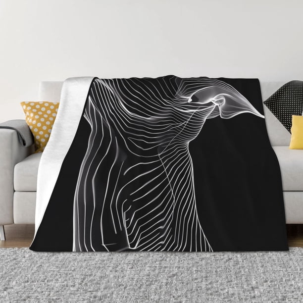 Fotbe Geometric Lines Dog Art Manta de Franela con Estampado, Manta Ultrasuave para Cama, Sofá, Auto, Hipoalergénica y Antibolitas-50"x40"