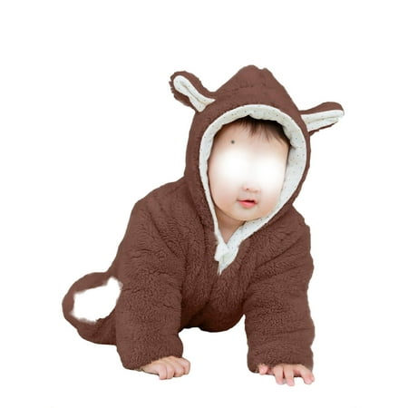

Plain Hooded Baby Sleepsuit Long Sleeve Coffee Brown Baby Sleepwear (Baby s)
