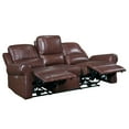 thumbnail image 3 of Benjara Michael 82 Inch Power Dual Recliner Sofa, USB, Brown Top Grain Leather, 3 of 6