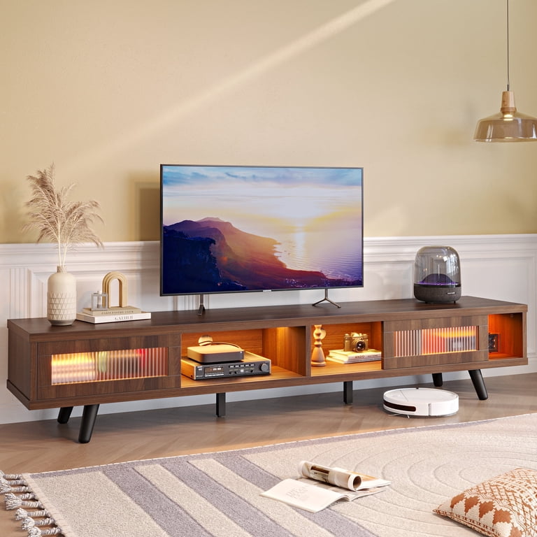 Bestier 70" LED TV Stand, Mid-Century Modern Walnut photo 1