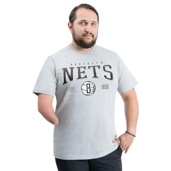 Men's G-III Sports by Carl Banks Gray Brooklyn Nets Adaptive Classic Team Spirit Short Sleeve T-Shirt