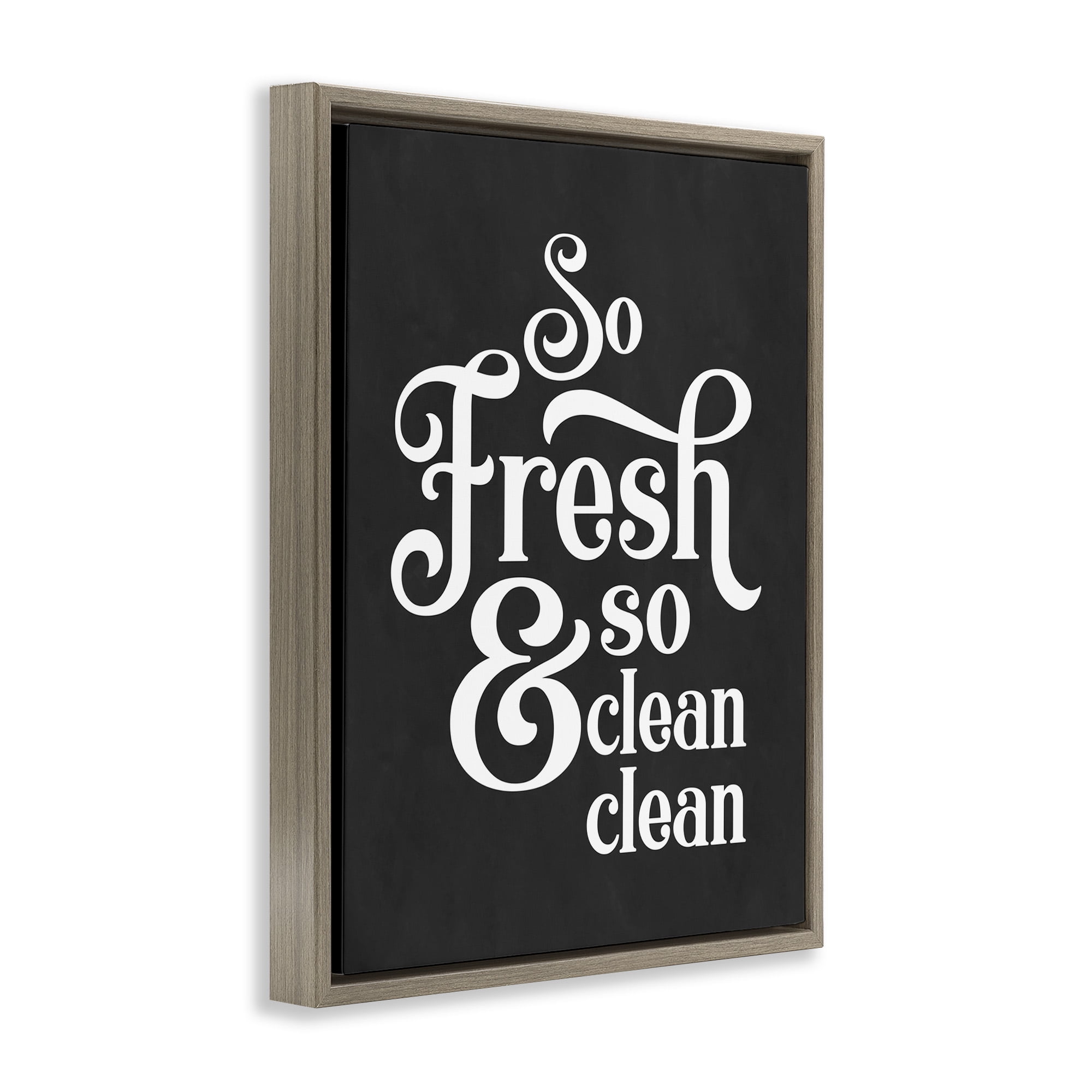 Stupell Industries So Fresh & Clean Laundry Phrase Typography Painting Brown Floater Framed Canvas Art Print Wall Art, 25 x 31