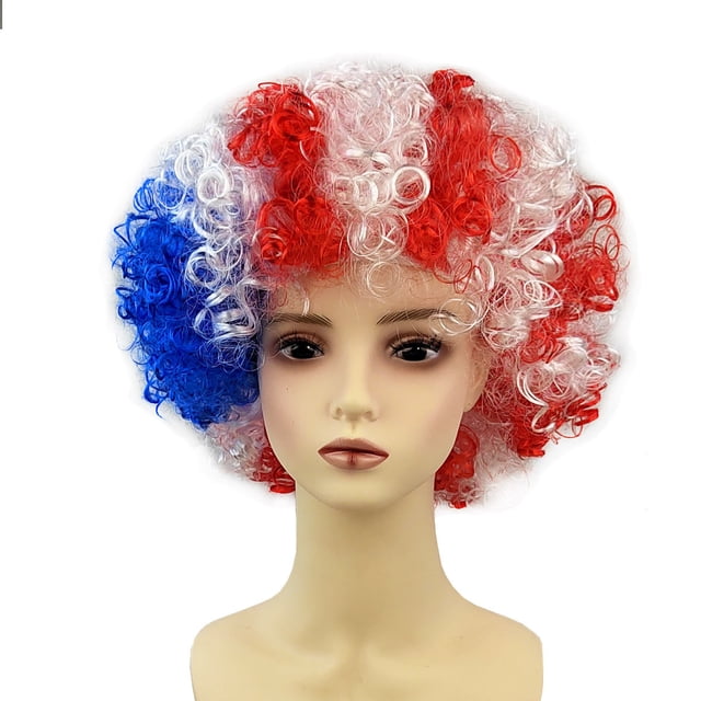 Peluca color bandera para aficionados al deporte y carnaval, gorra cómoda, tocado reutilizable para el traje de festival