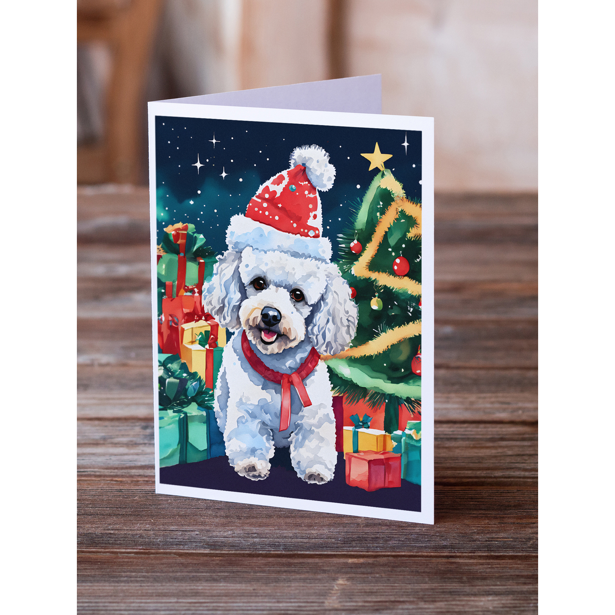 Poodle Christmas Greeting Cards Pack of 8 7 in x 5 in