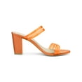thumbnail image 3 of BLISSFUL STEP Women's Strappy Block Heel Slides Mules Sandals Orange 8.5, 3 of 7
